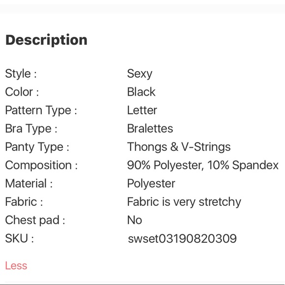 Letter Tape Lingerie Set (new) - Picture 6 of 6